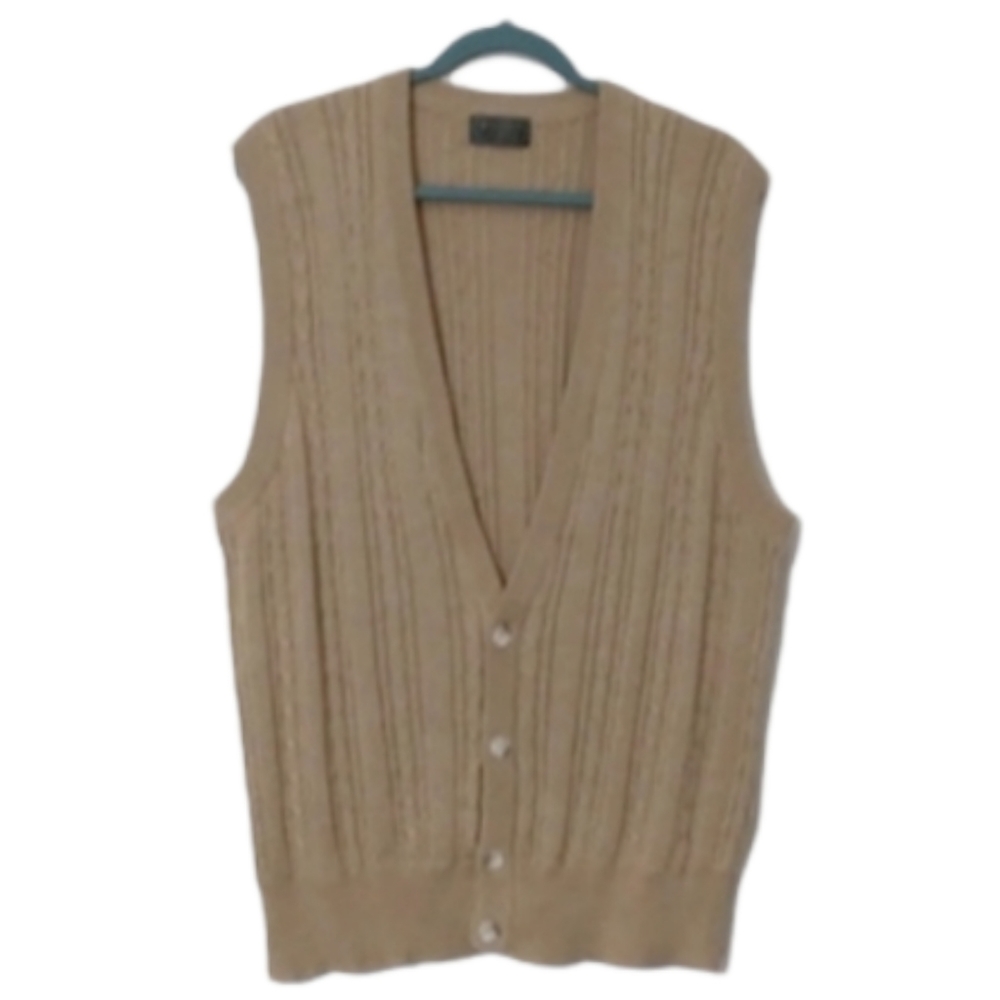 Descente XL Cable Knit Cardigan Grandpa Core Beige